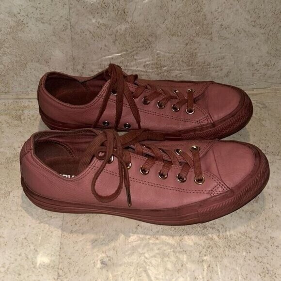 Converse All Star Pink Leather Lace Up Causal Unisex Sneakers women 9 mens 7 - Picture 2 of 7